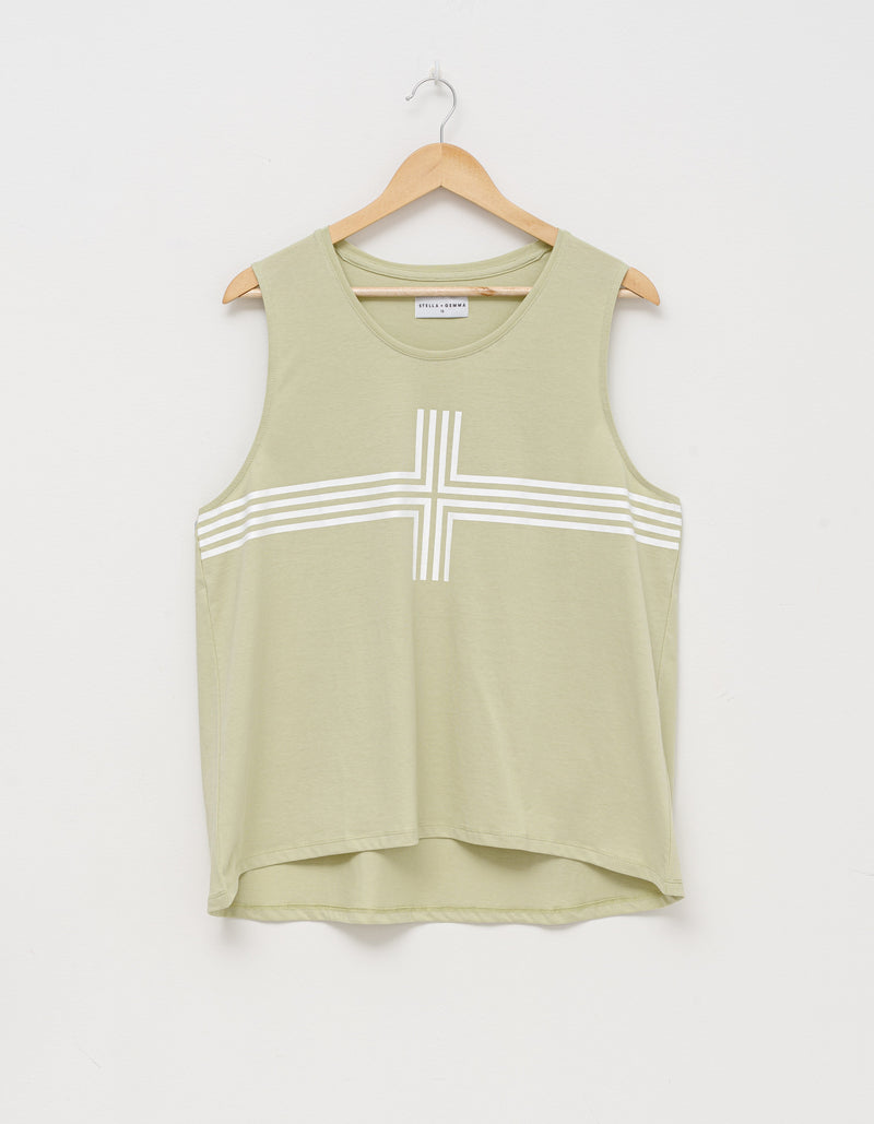 Stella + Gemma | Tank | Matcha with White Cross