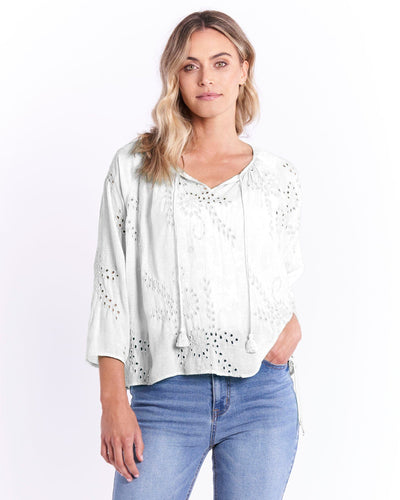 Betty Basics | Embroidery Blouse | White