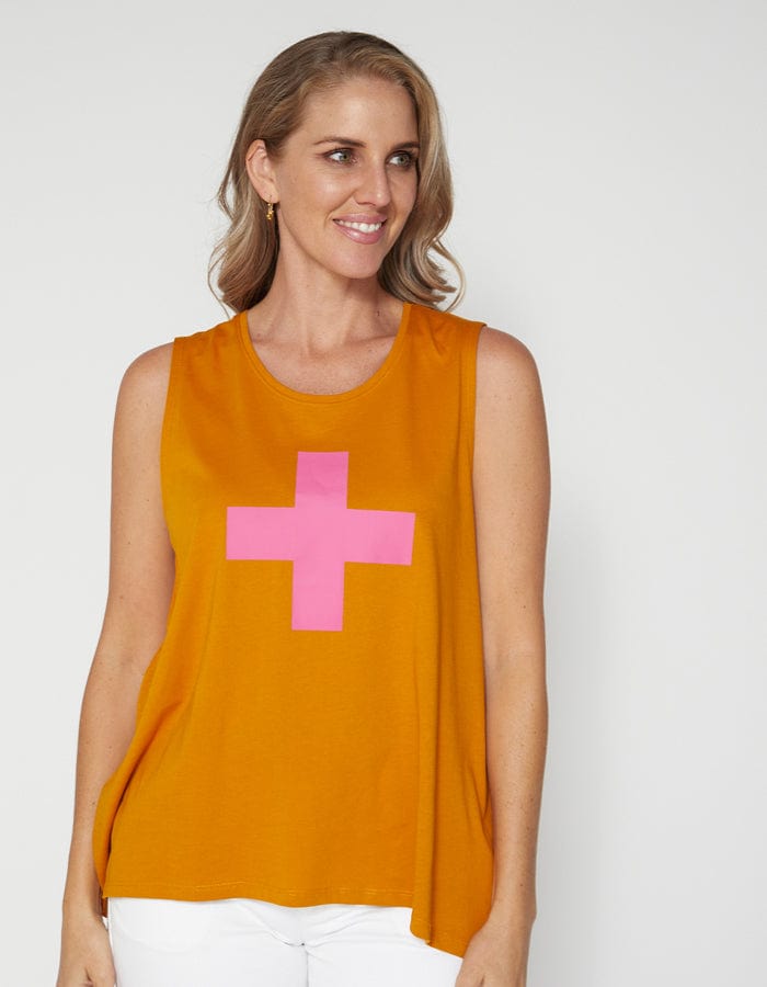 Stella + Gemma | Tank | Bronze with Fuchsia Logo