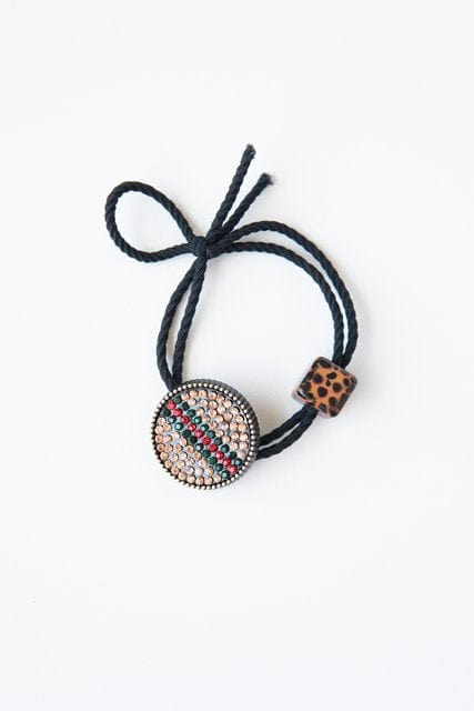 Antler | Hair Tie | Rhinestone Red Green & Cube