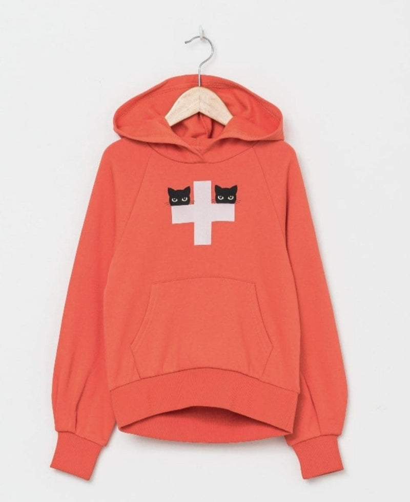 Stella + Gemma | Kids Hanna Hoodie Hot Coral Cats | Orange