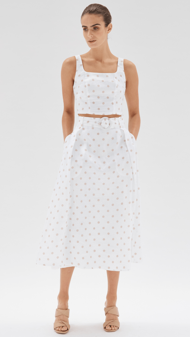 Staple The Label | Freya Crop Bodice | Natural/White Pokadots