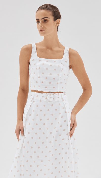 Staple The Label | Freya Crop Bodice | Natural/White Pokadots