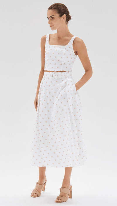 Staple The Label | Freya Crop Bodice | Natural/White Pokadots