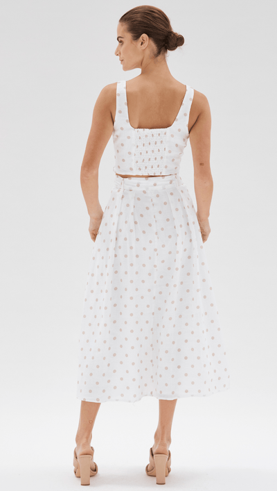 Staple The Label | Freya Crop Bodice | Natural/White Pokadots