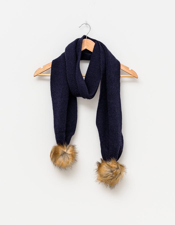 Stella + Gemma | Loxy Scarf | Navy with Natural Pompoms