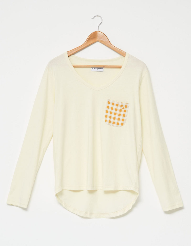 Stella + Gemma | Long Sleeve Top V-Neck | Honey Gingham