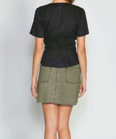 Sass | Keira Denim Skirt | Khaki