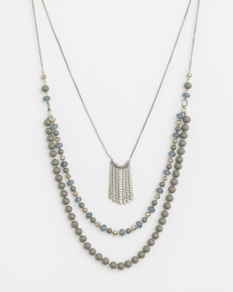 Stella + Gemma | Grey Multi Bead/Gold Necklace