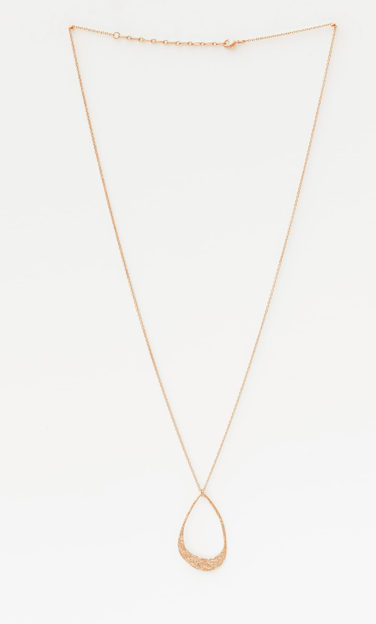 Stella + Gemma | Beaten Oval Necklace | Rose Gold