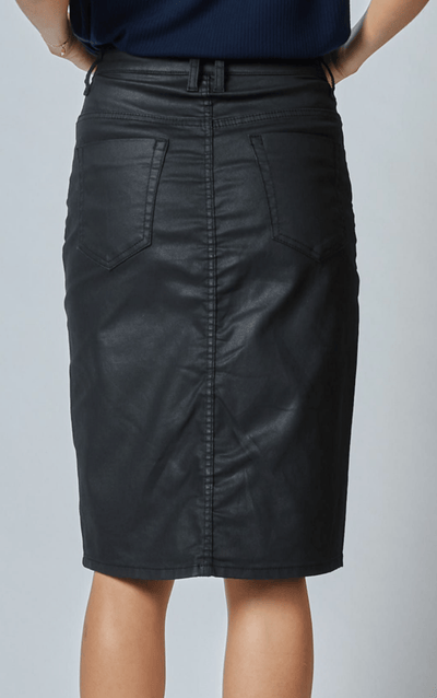 Dricoper | Worn High Rise Revival Skirt | Coated Black