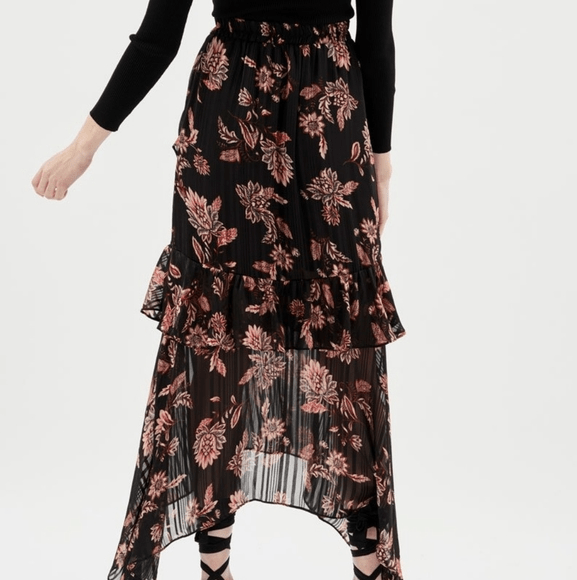 Mink Pink | Amarlia Frill Midi Skirt | Multi