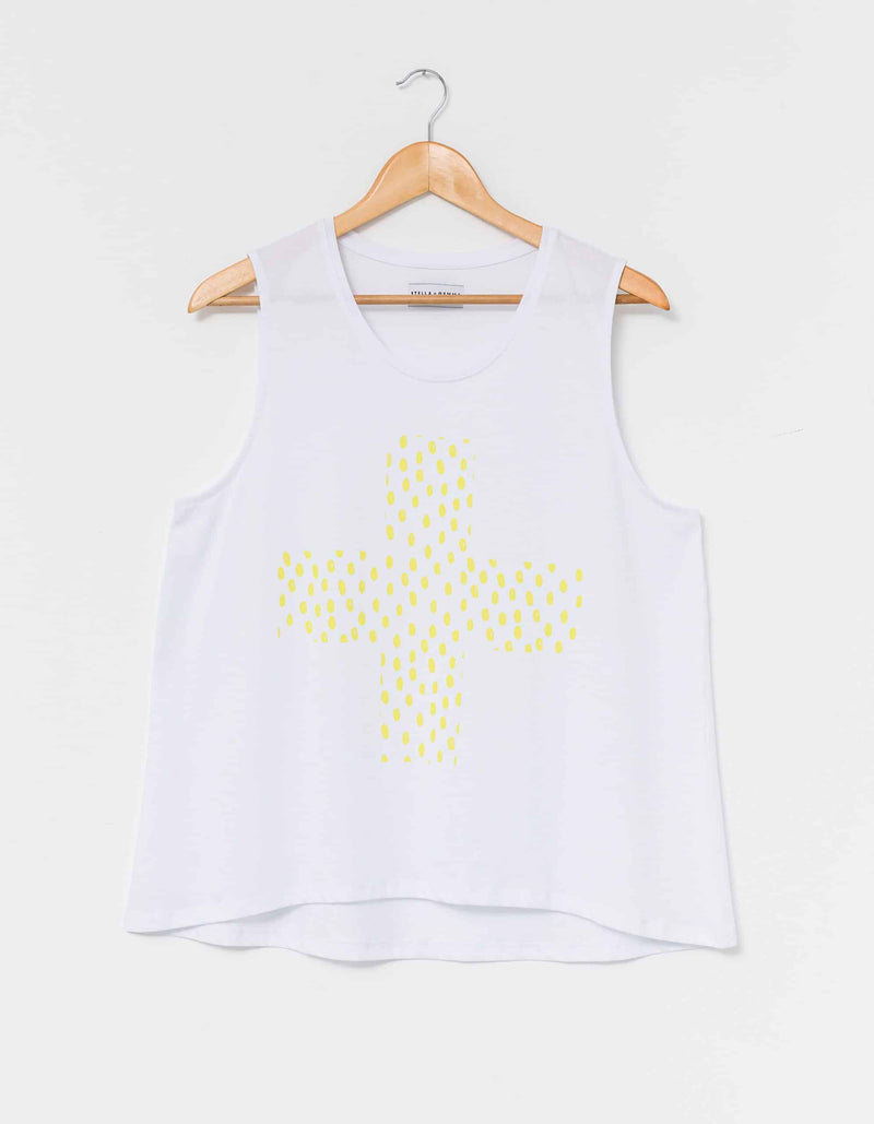 Stella + Gemma | Tank Top | White with Lemon Drops